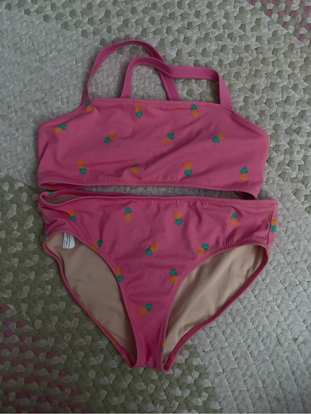 Amazon Essentials Pink Pineapple Print Two-Piece Girls' Swimsuit